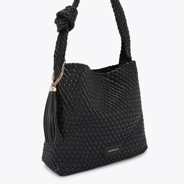 Carvela By Kurt Geiger VERONA WEAVE SHOULDER Black Shoulder Bag By CARVELA