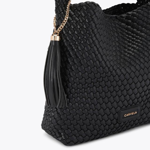 Carvela By Kurt Geiger VERONA WEAVE SHOULDER Black Shoulder Bag By CARVELA