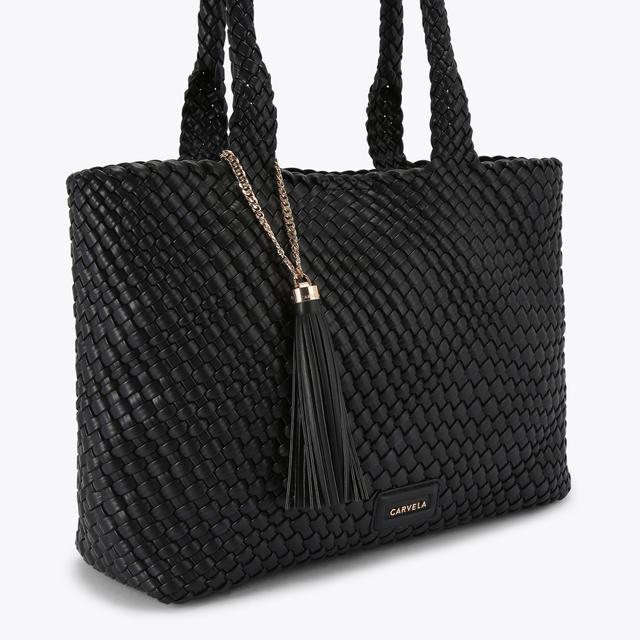 Carvela By Kurt Geiger VERONA WEAVE TOTE BAG Black Woven Tote Bag By CARVELA