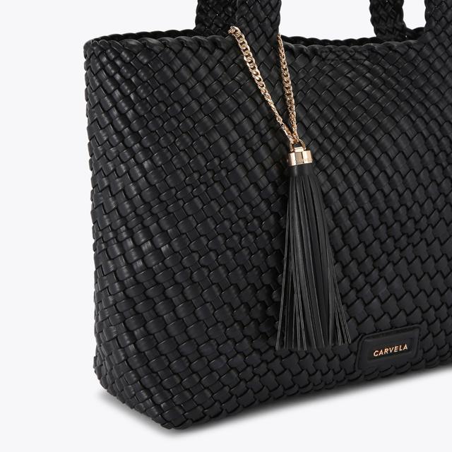 Carvela By Kurt Geiger VERONA WEAVE TOTE BAG Black Woven Tote Bag By CARVELA