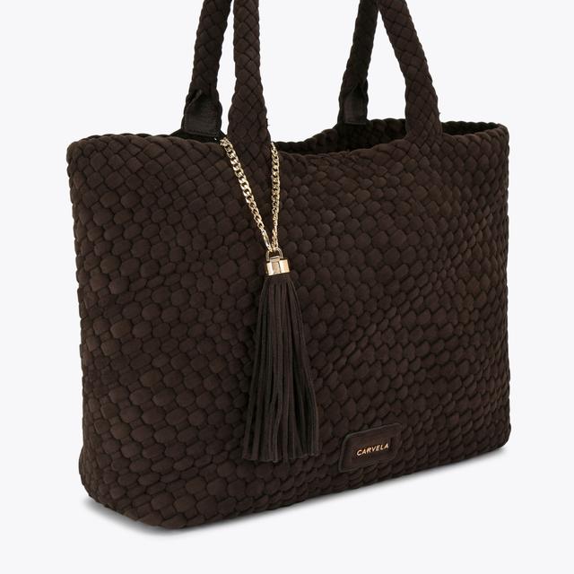 Carvela By Kurt Geiger VERONA WEAVE TOTE BAG Brown Microsuede Verona Tote Bag By CARVELA