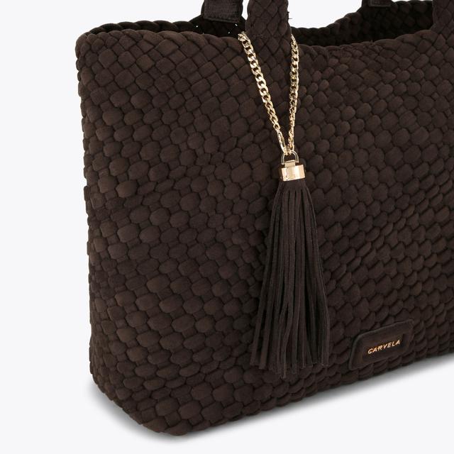Carvela By Kurt Geiger VERONA WEAVE TOTE BAG Brown Microsuede Verona Tote Bag By CARVELA