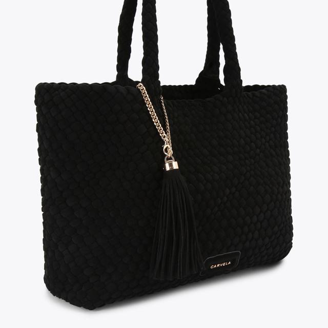 Carvela By Kurt Geiger VERONA WEAVE TOTE BAG Microsuede Black Tote Bag By CARVELA