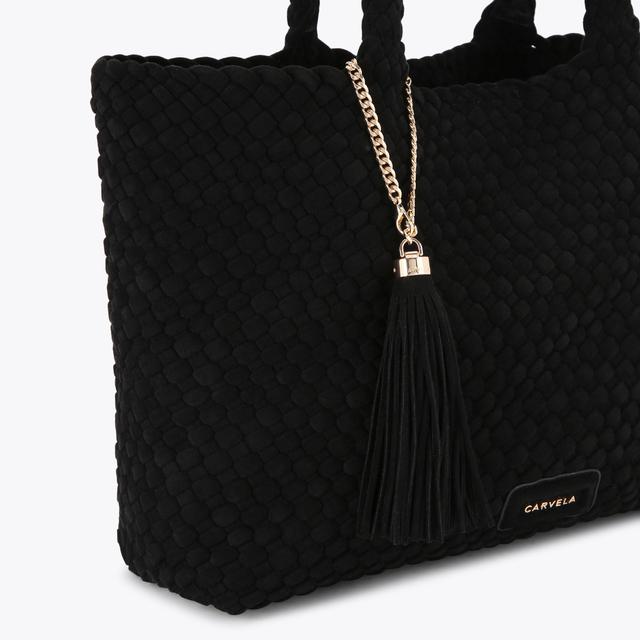 Carvela By Kurt Geiger VERONA WEAVE TOTE BAG Microsuede Black Tote Bag By CARVELA