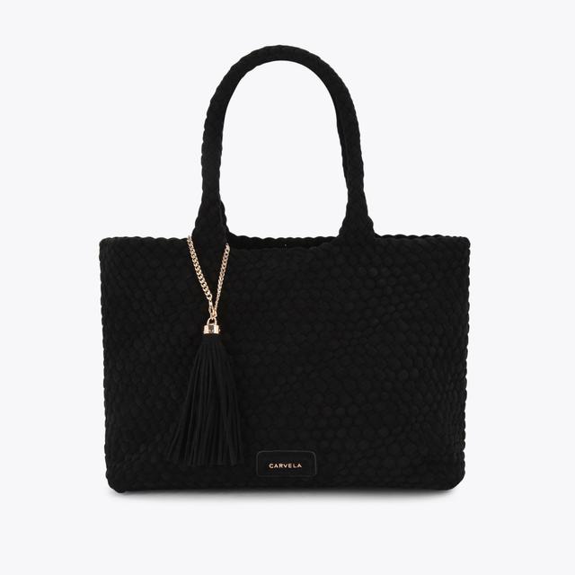 carvela by kurt geiger VERONA WEAVE TOTE BAG Microsuede Black Tote Bag by CARVELA
