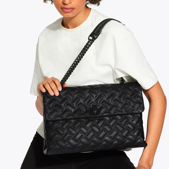 Carvela By Kurt Geiger XXL KENSINGTON DRENCH Black Quilted Leather Oversized Shoulder Bag By KURT GEIGER LONDON