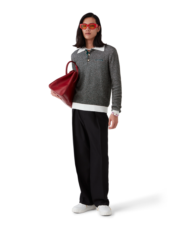 Casablanca Boucle Stripe Long Sleeve Polo Shirt | Casablanca Paris