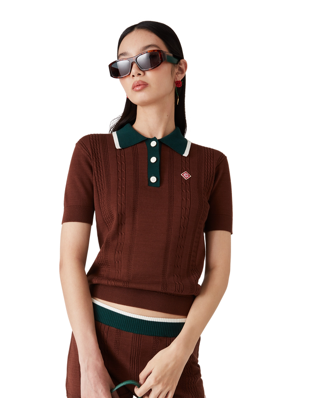 Casablanca Cable Knit Polo Shirt | Casablanca Paris
