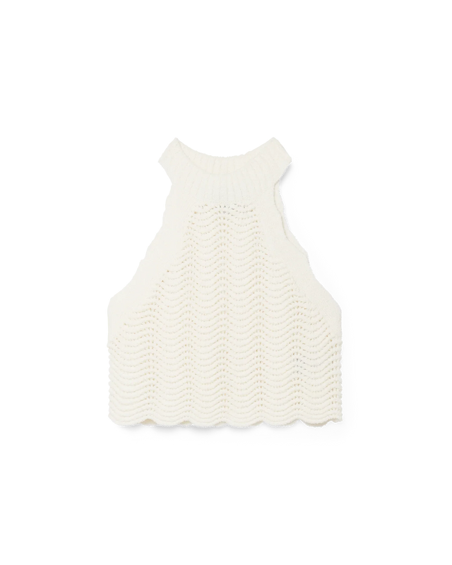 casablanca White Crochet Racer Top– Casablanca