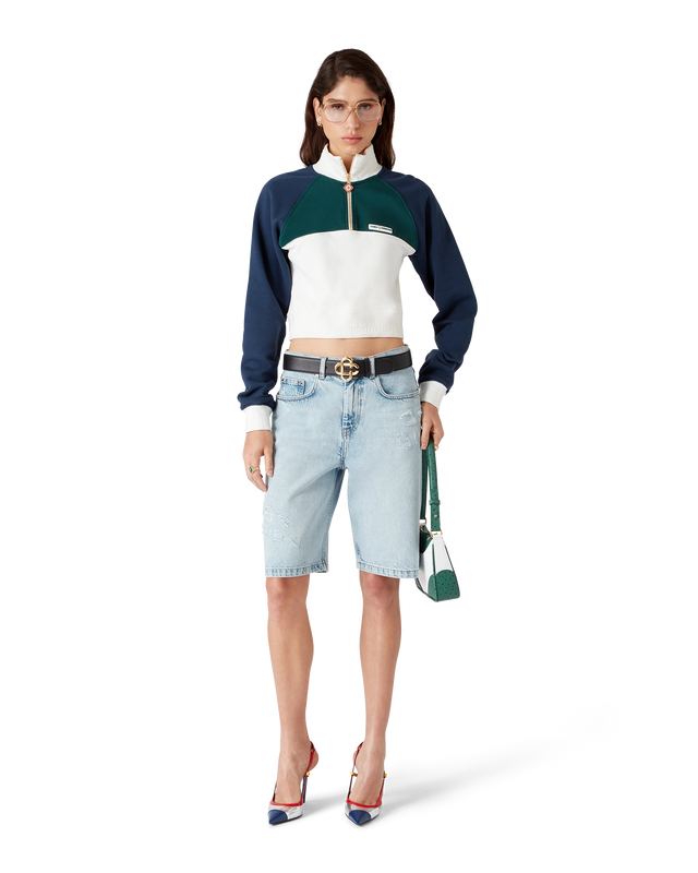 Casablanca Colourblock Quarter Zip Cropped Sweatshirt | Casablanca Paris
