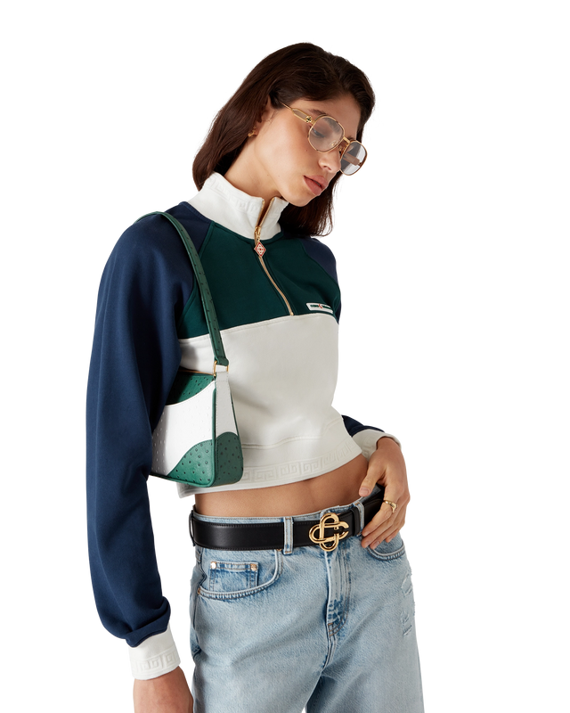Casablanca Colourblock Quarter Zip Cropped Sweatshirt | Casablanca Paris