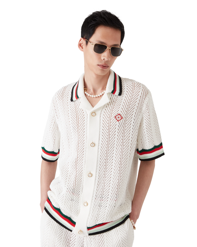 Casablanca Cotton Montagne Ondulee Short-Sleeve Crochet Shirt– Casablanca
