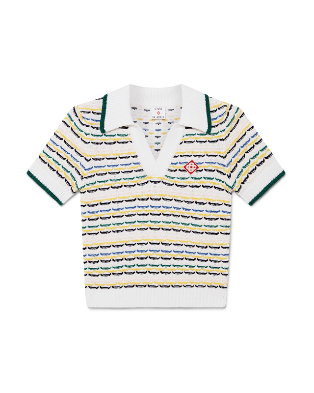 casablanca Cotton Tuck Stitch Cropped Polo Shirt– Casablanca