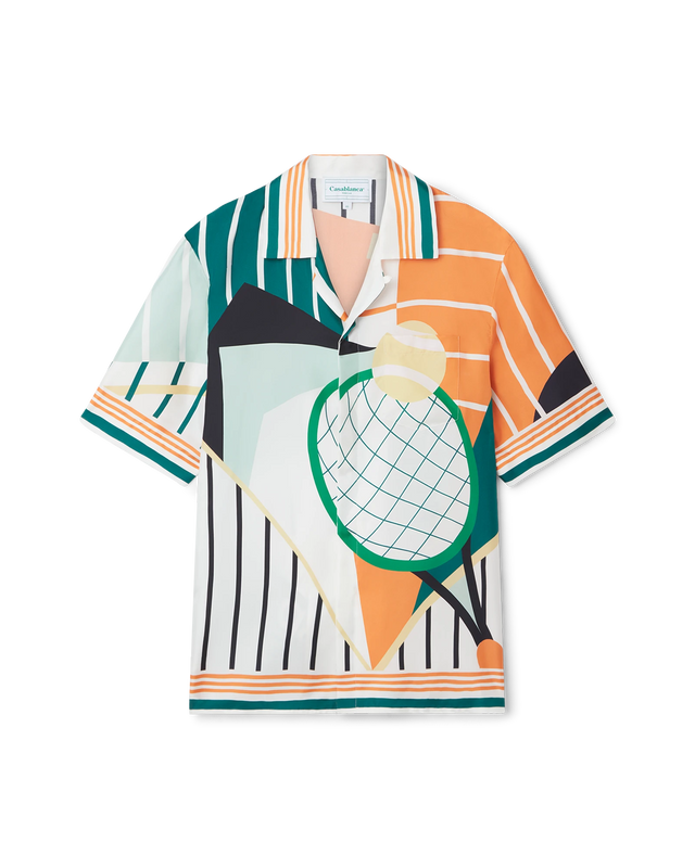 casablanca Court Abstrait Short Sleeve Silk Shirt | Casablanca Paris
