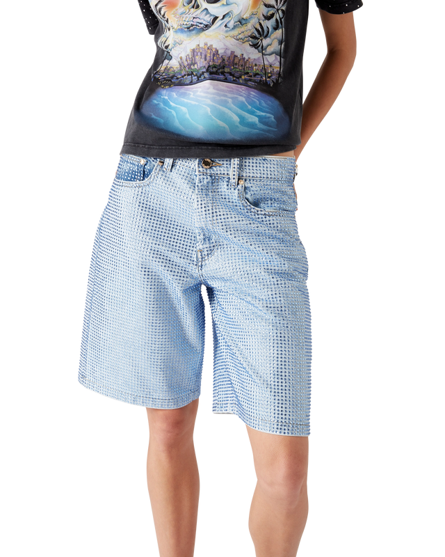 Casablanca Crystal Embellished Denim Shorts | Casablanca Paris