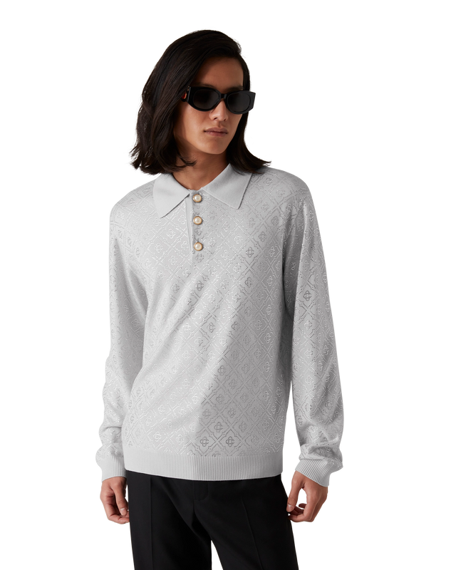 Casablanca Crystal Monogram Knit Polo Shirt | Casablanca Paris