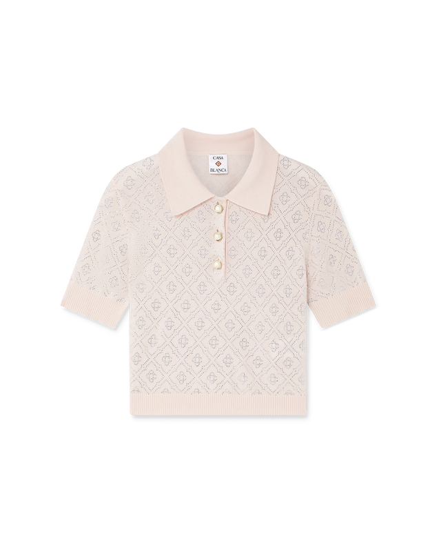 casablanca Crystal Monogram Knit Polo Shirt | Casablanca Paris