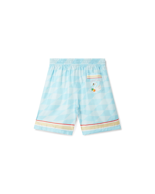 Casablanca Damiers Et Cygne Bleu Silk Shorts | Casablanca Paris