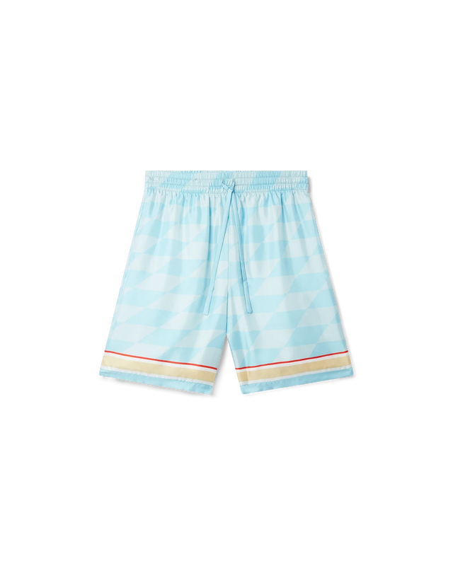 casablanca Damiers Et Cygne Bleu Silk Shorts | Casablanca Paris