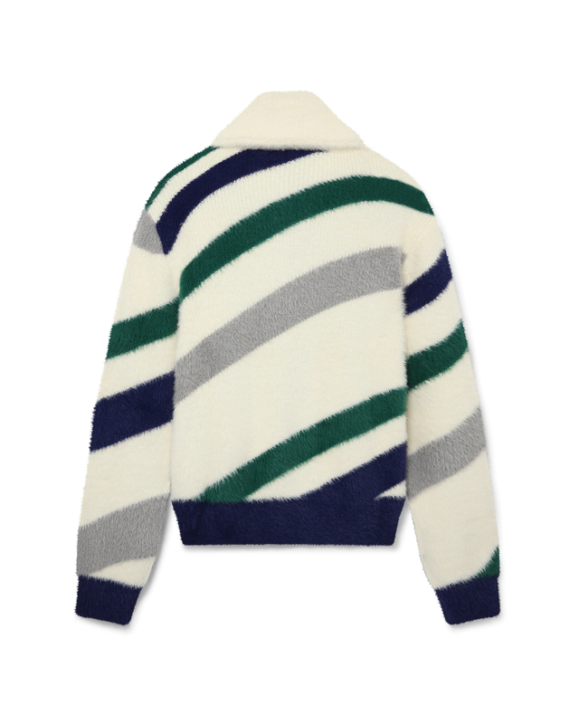 Casablanca Diagonal Striped Fluffy Zip Up Jumper | Casablanca Paris