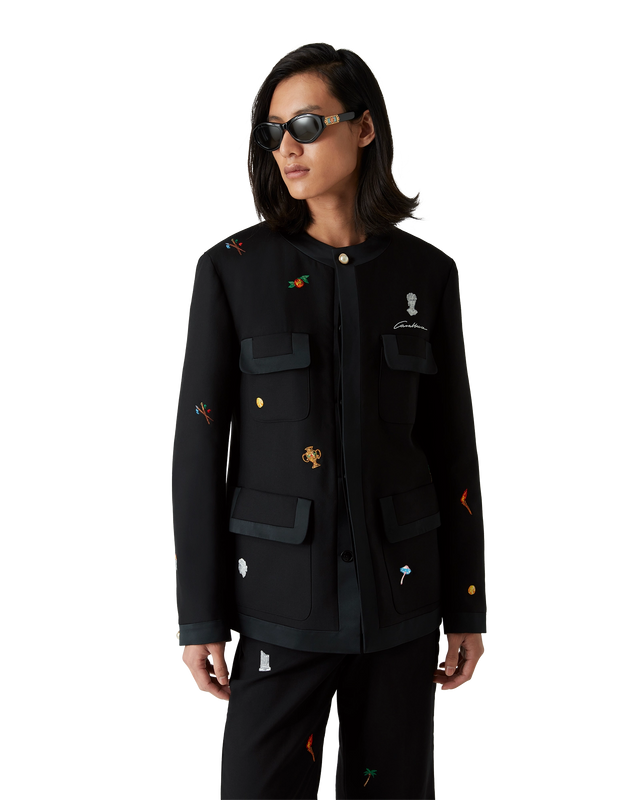 Casablanca Embroidered Motif Wool Tailored Jacket | Casablanca Paris