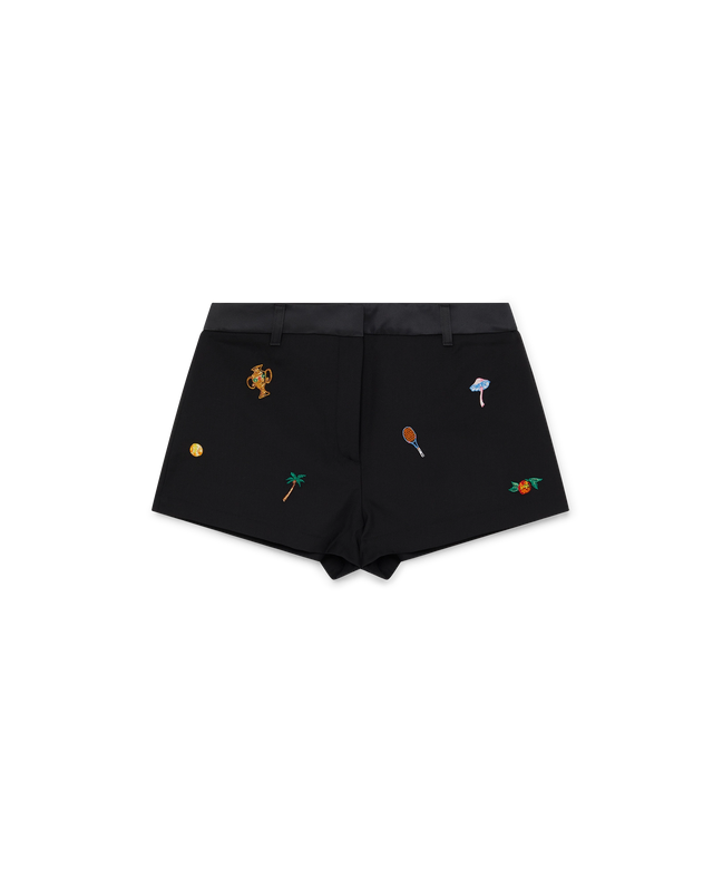 casablanca Embroidered Motif Wool Tailored Shorts | Casablanca Paris