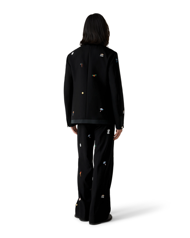 Casablanca Embroidered Motif Wool Tailored Trousers | Casablanca Paris