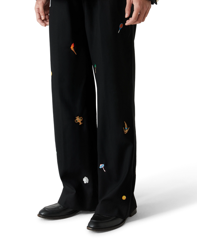Casablanca Embroidered Motif Wool Tailored Trousers | Casablanca Paris