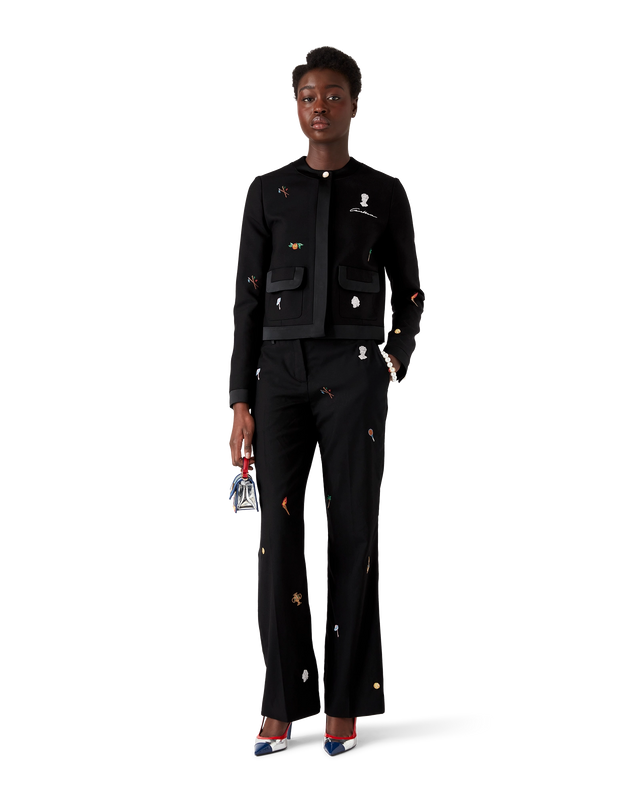 Casablanca Embroidered Motif Wool Tailored Trousers | Casablanca Paris