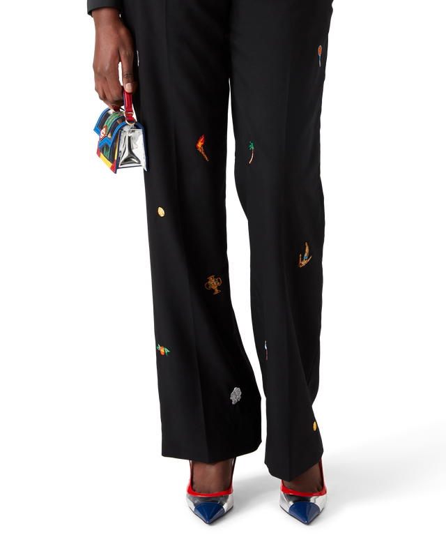 Casablanca Embroidered Motif Wool Tailored Trousers | Casablanca Paris