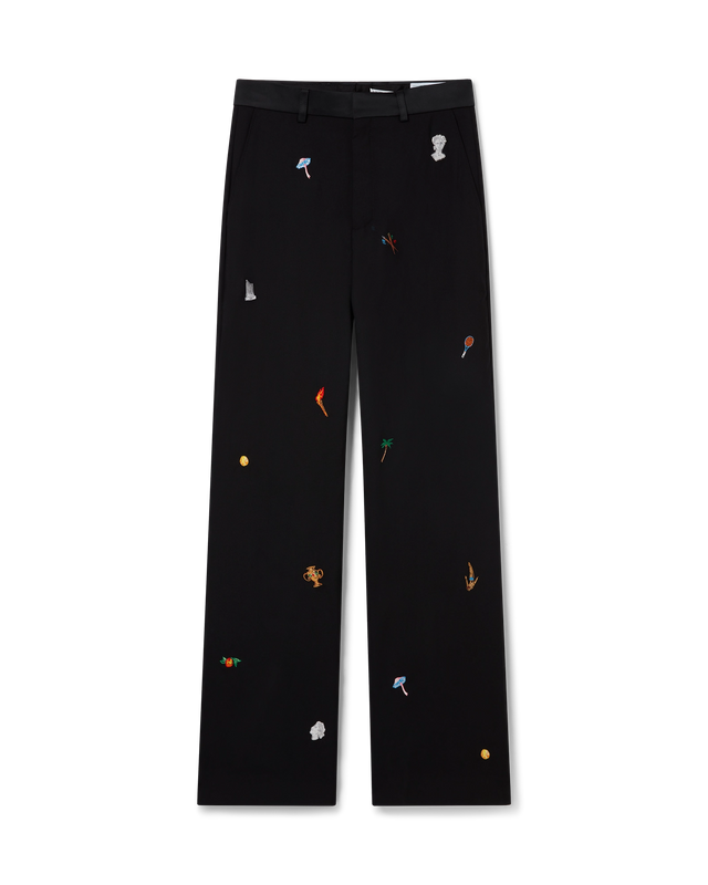casablanca Embroidered Motif Wool Tailored Trousers | Casablanca Paris