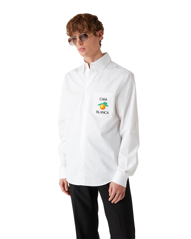 Casablanca Embroidered Orange Oxford Shirt | Casablanca Paris