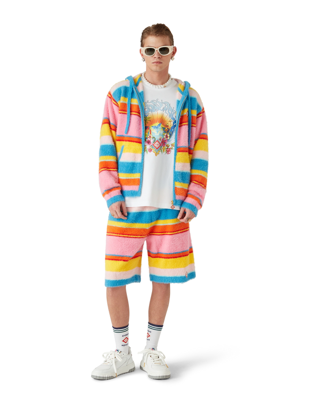 Casablanca Fluffy Stripe Oversized Hooded Sweatshirt | Casablanca Paris