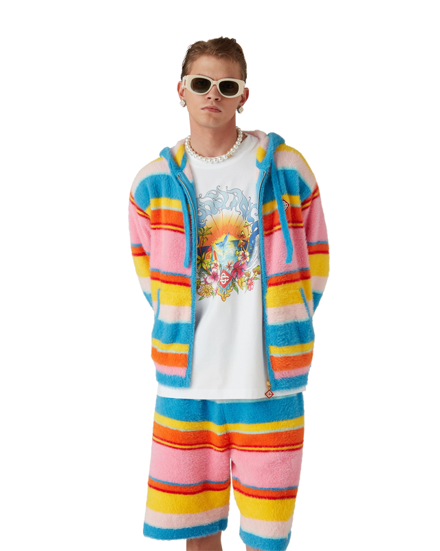 Casablanca Fluffy Stripe Oversized Hooded Sweatshirt | Casablanca Paris