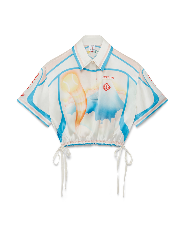 casablanca Fuji Dream Short-Sleeve Silk Cropped Shirt– Casablanca