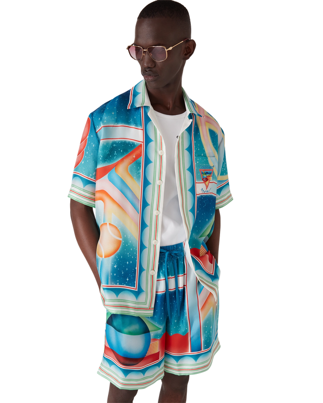 Casablanca Galaxy Court Short-Sleeve Silk Shirt– Casablanca