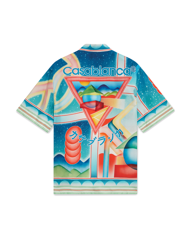 casablanca Galaxy Court Short-Sleeve Silk Shirt– Casablanca
