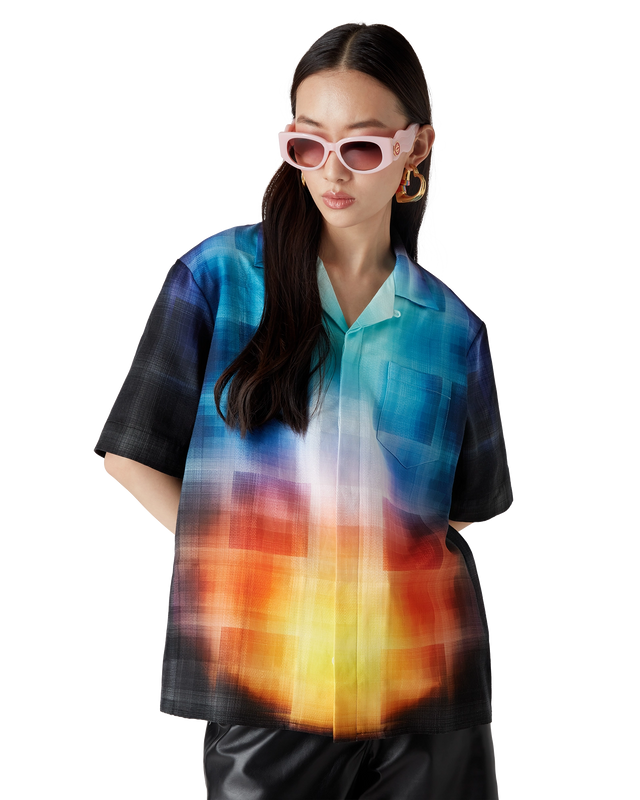 Casablanca Gradient Check Viscose Blend Short Sleeve Shirt | Casablanca Paris