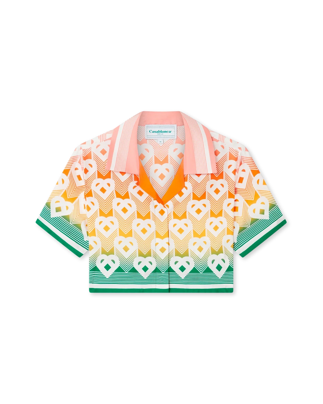 casablanca Gradient Heart Monogram Cropped Silk Shirt | Casablanca Paris