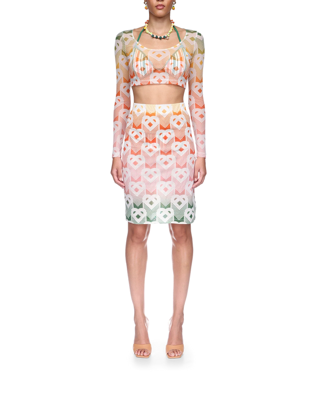 Casablanca Gradient Heart Monogram Mesh Skirt | Casablanca Paris