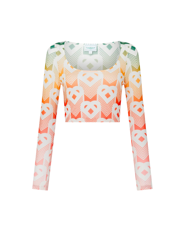 casablanca Gradient Heart Monogram Mesh Top | Casablanca Paris