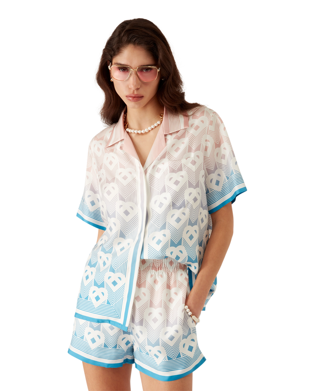 Casablanca Gradient Heart Monogram Silk Shorts– Casablanca