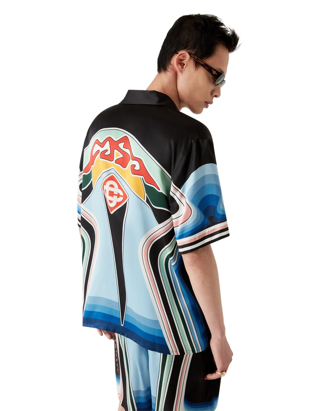 Casablanca Graphic Mountain Short-Sleeve Silk Shirt– Casablanca