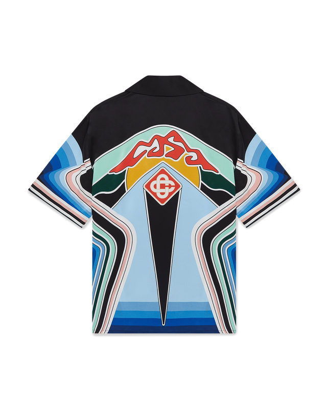 casablanca Graphic Mountain Short-Sleeve Silk Shirt– Casablanca