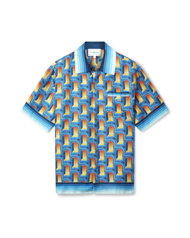 Casablanca L'Arche De Nuit Cuban Collar Silk Shirt | Casablanca Paris