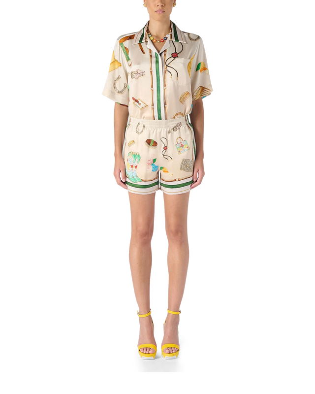 Casablanca L'Ecurie Blanche Silk Shorts | Casablanca Paris