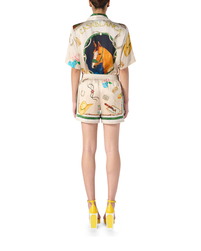 Casablanca L'Ecurie Blanche Silk Shorts | Casablanca Paris