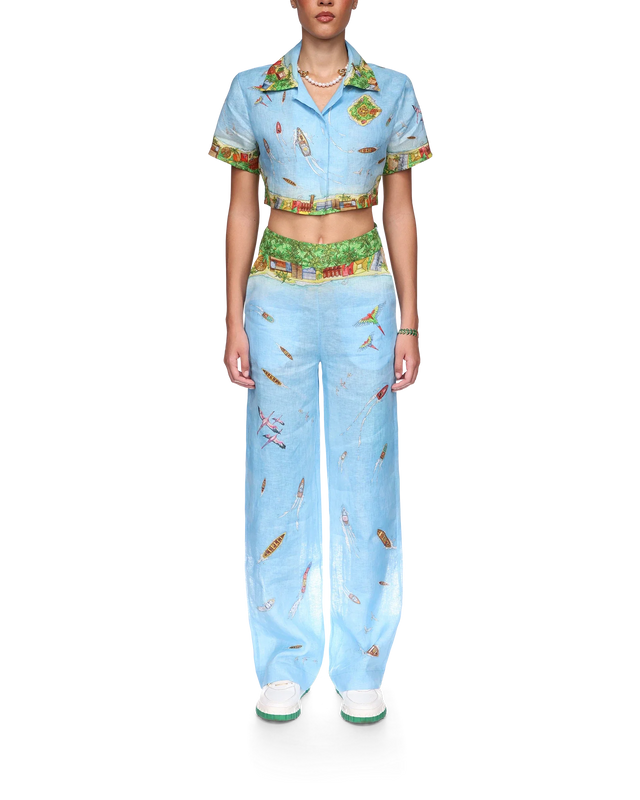 Casablanca Maison Sur Piloti Cropped Linen Shirt | Casablanca Paris