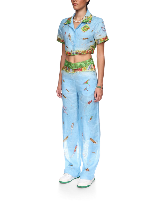 Casablanca Maison Sur Piloti Cropped Linen Shirt | Casablanca Paris