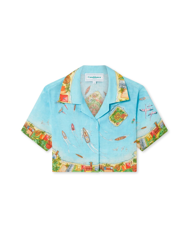 casablanca Maison Sur Piloti Cropped Linen Shirt | Casablanca Paris